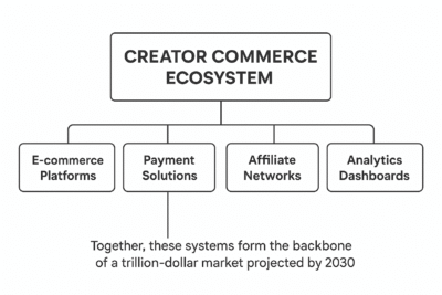Creator Commerce Ecosystem Diagram Showing Tools and Revenue Streams
